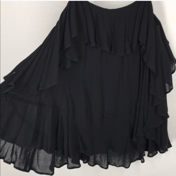 Free People Tops - • Free People Cascades Black Ruffle Tank Top